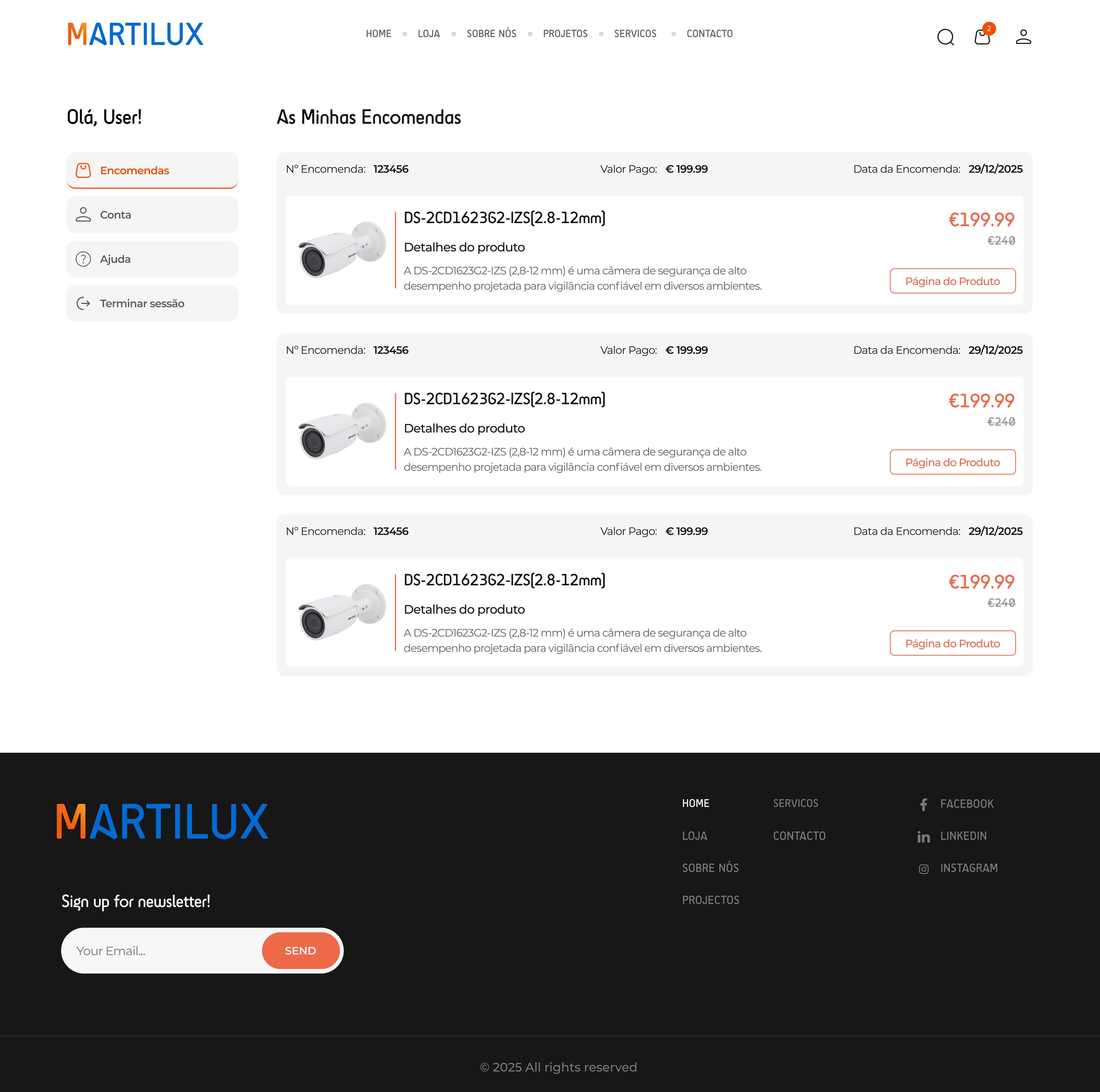 Projeto website e-commerce Martilux
